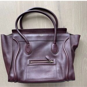 Celine Burgundy leather Luggage tote bag in Large